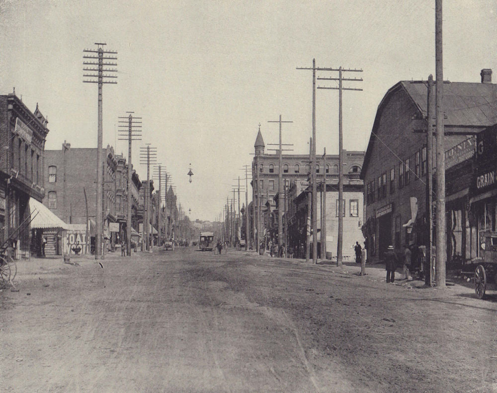 Main Street, Butte, Montana. STODDARD 1895 old antique vintage print picture